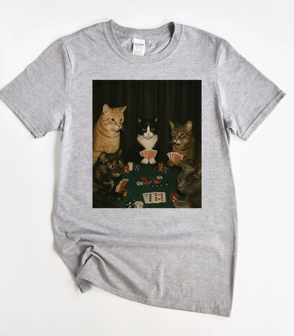 Poker Cats Vintage Graphic T-Shirt