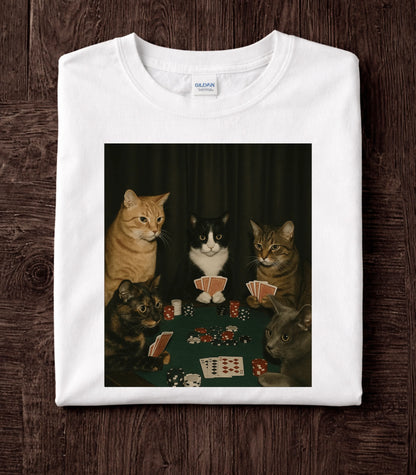 Poker Cats Vintage Graphic T-Shirt