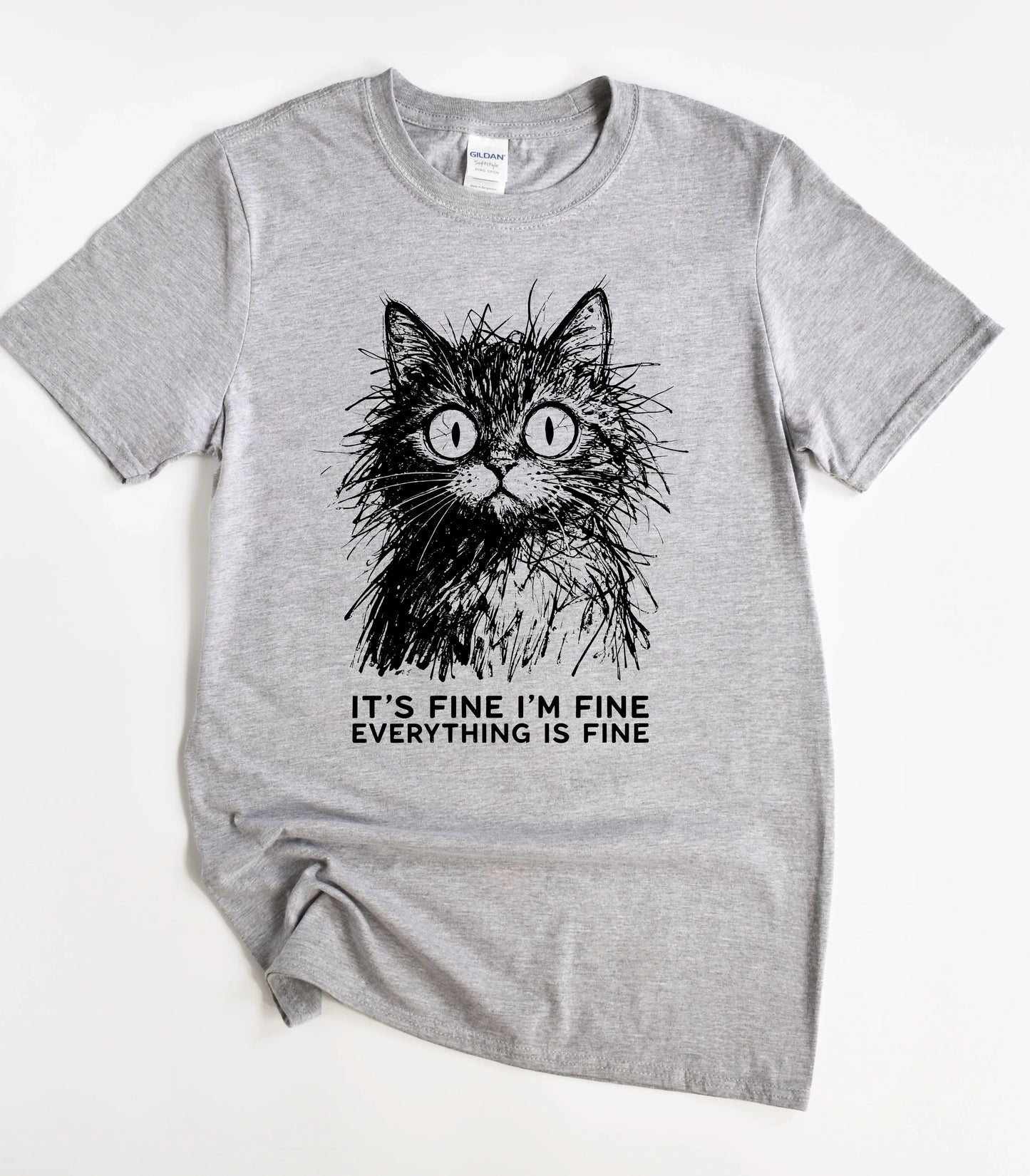 It's Fine I'm Fine Everything Is Fine Cat T-Shirt