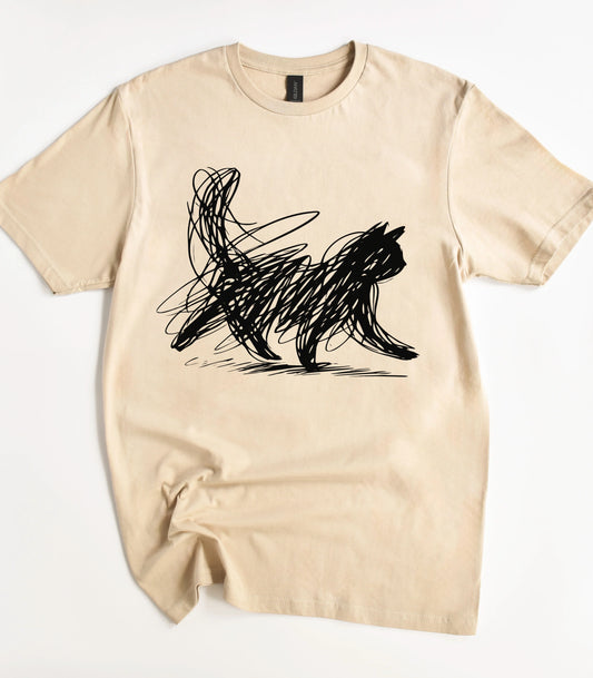 Minimalist Cat Art T-Shirt