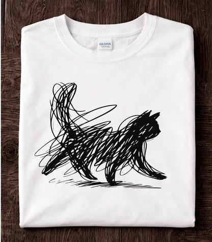 Minimalist Cat Art T-Shirt