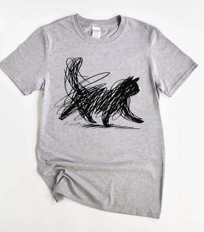 Minimalist Cat Art T-Shirt