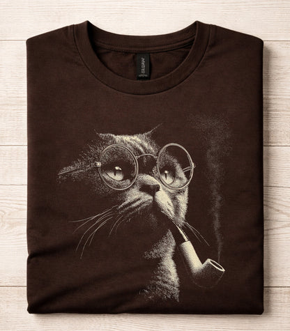Smoking Pipe Cat T-Shirt