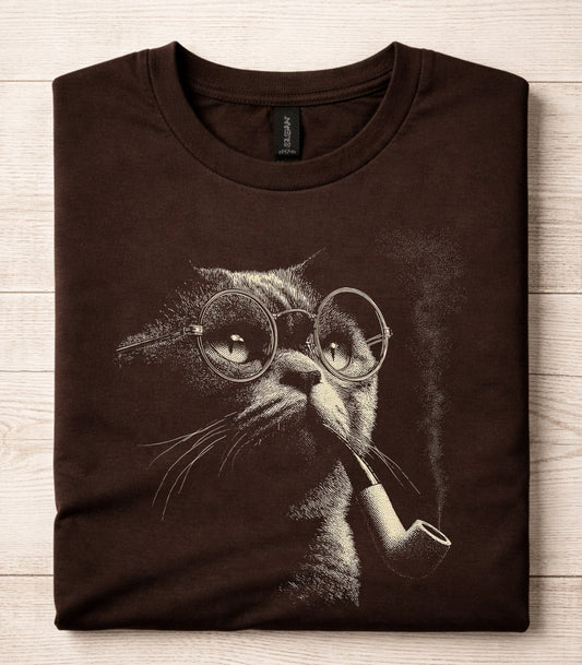 Smoking Pipe Cat T-Shirt