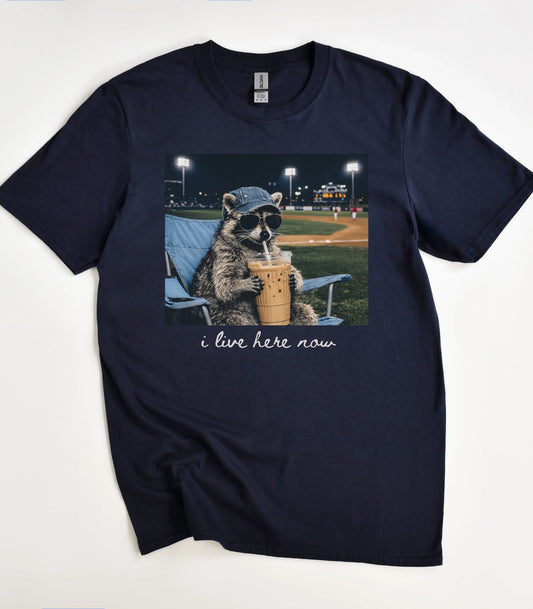 Raccoon I Live Here Now T-Shirt