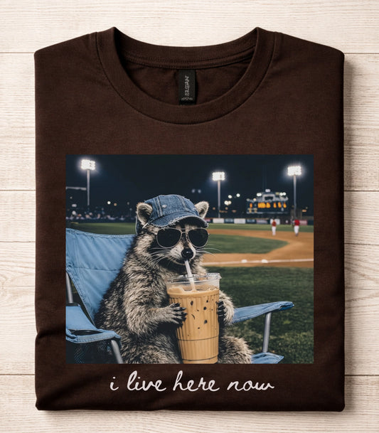 Raccoon I Live Here Now T-Shirt