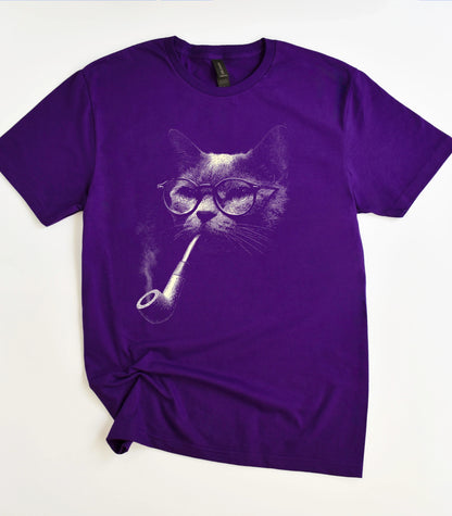 Vintage Smoking Pipe Cat T-Shirt