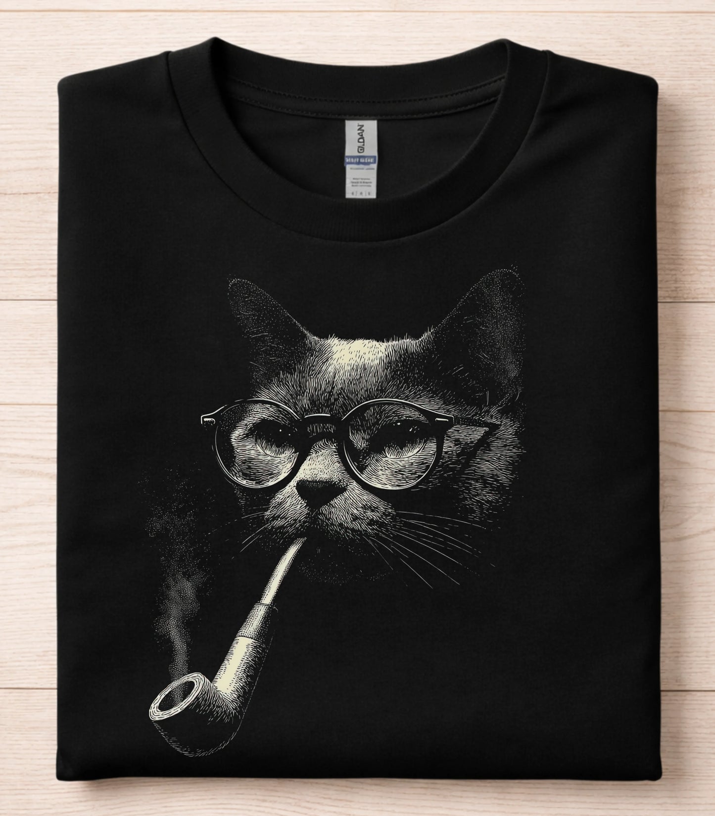 Vintage Smoking Pipe Cat T-Shirt
