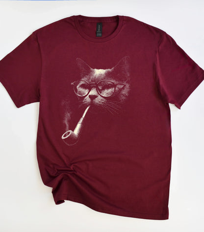 Vintage Smoking Pipe Cat T-Shirt