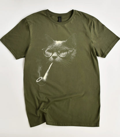 Vintage Smoking Pipe Cat T-Shirt