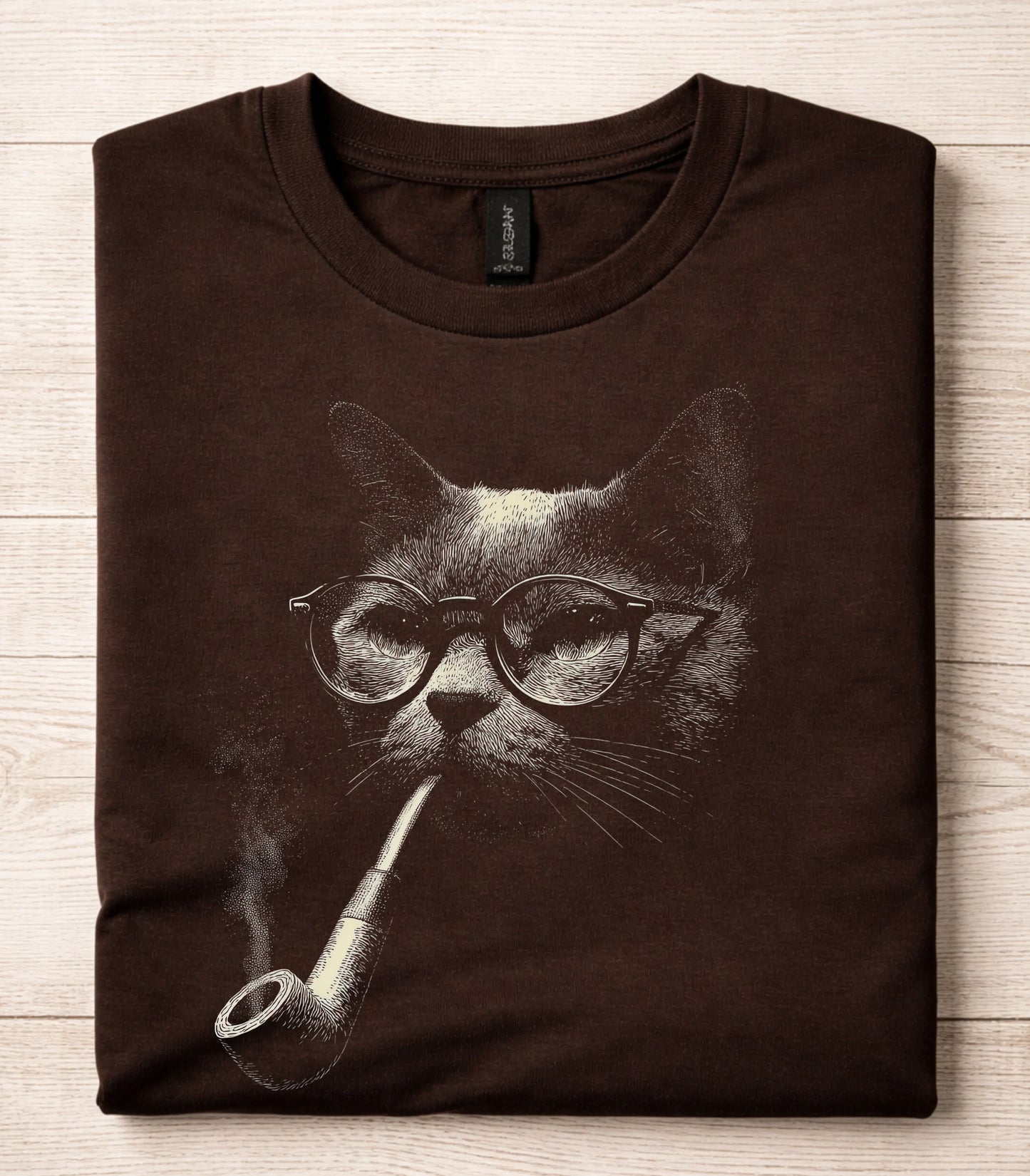 Vintage Smoking Pipe Cat T-Shirt