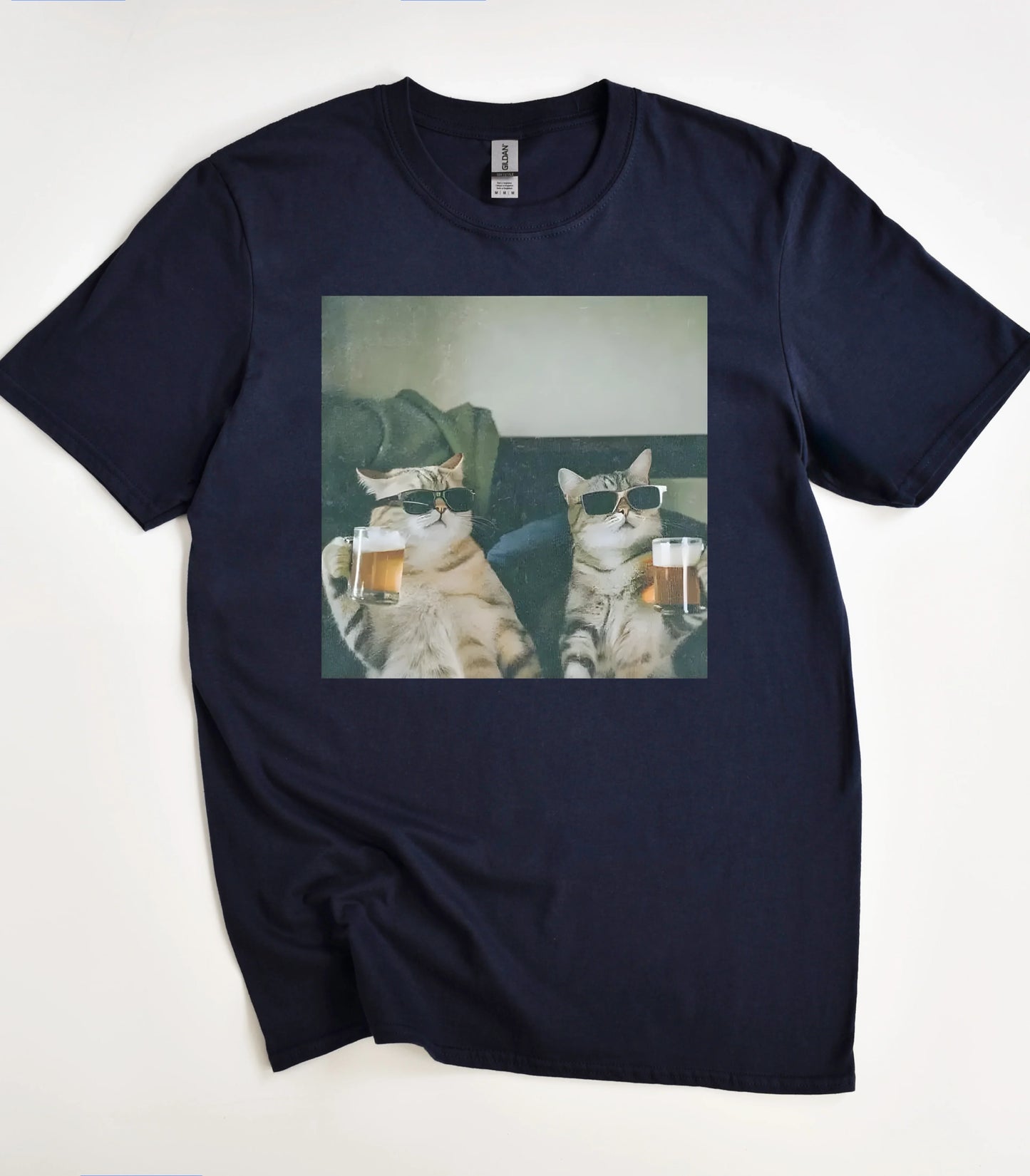 Cool Cat Drinking Beer Funny T-Shirt