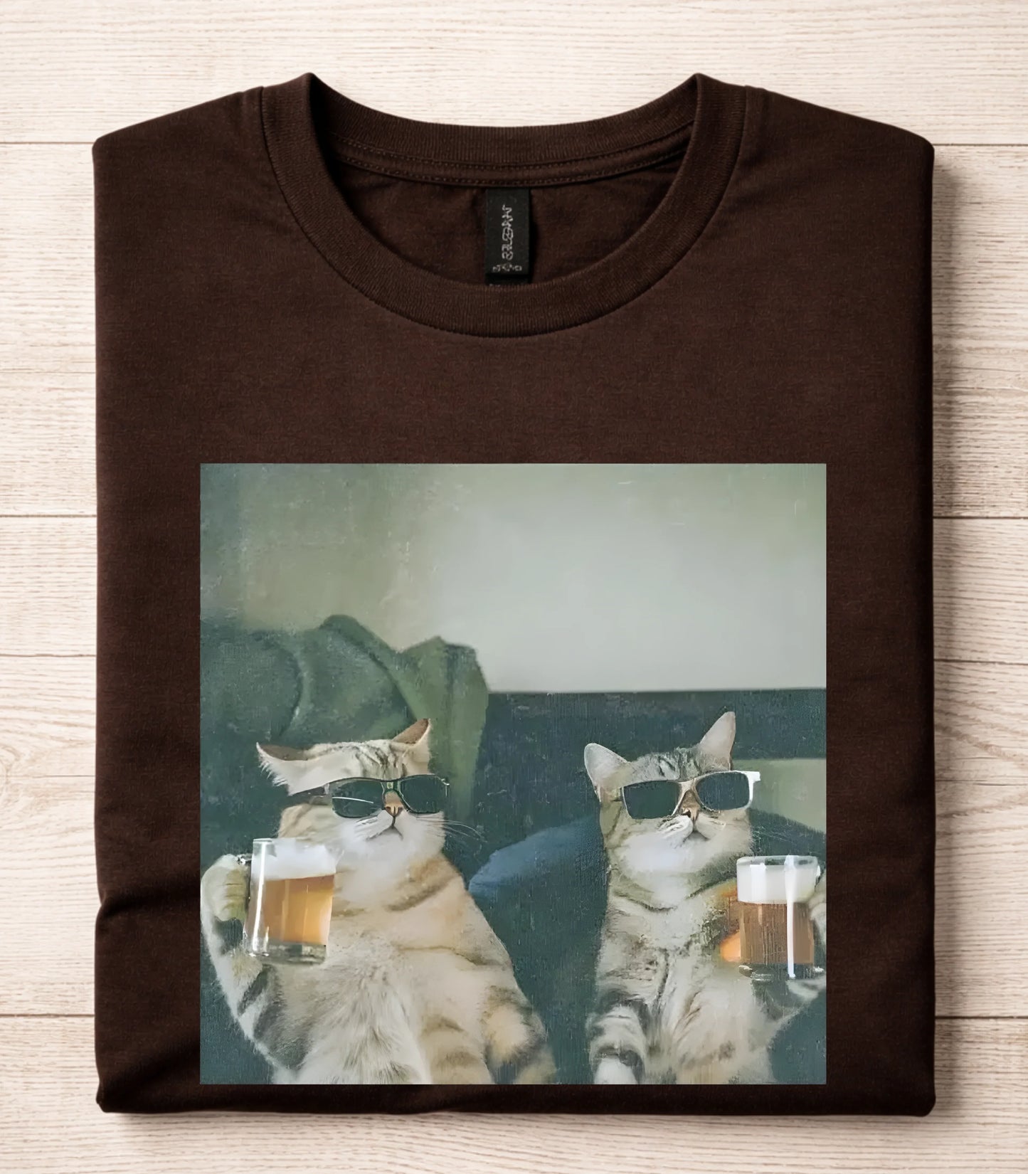 Cool Cat Drinking Beer Funny T-Shirt