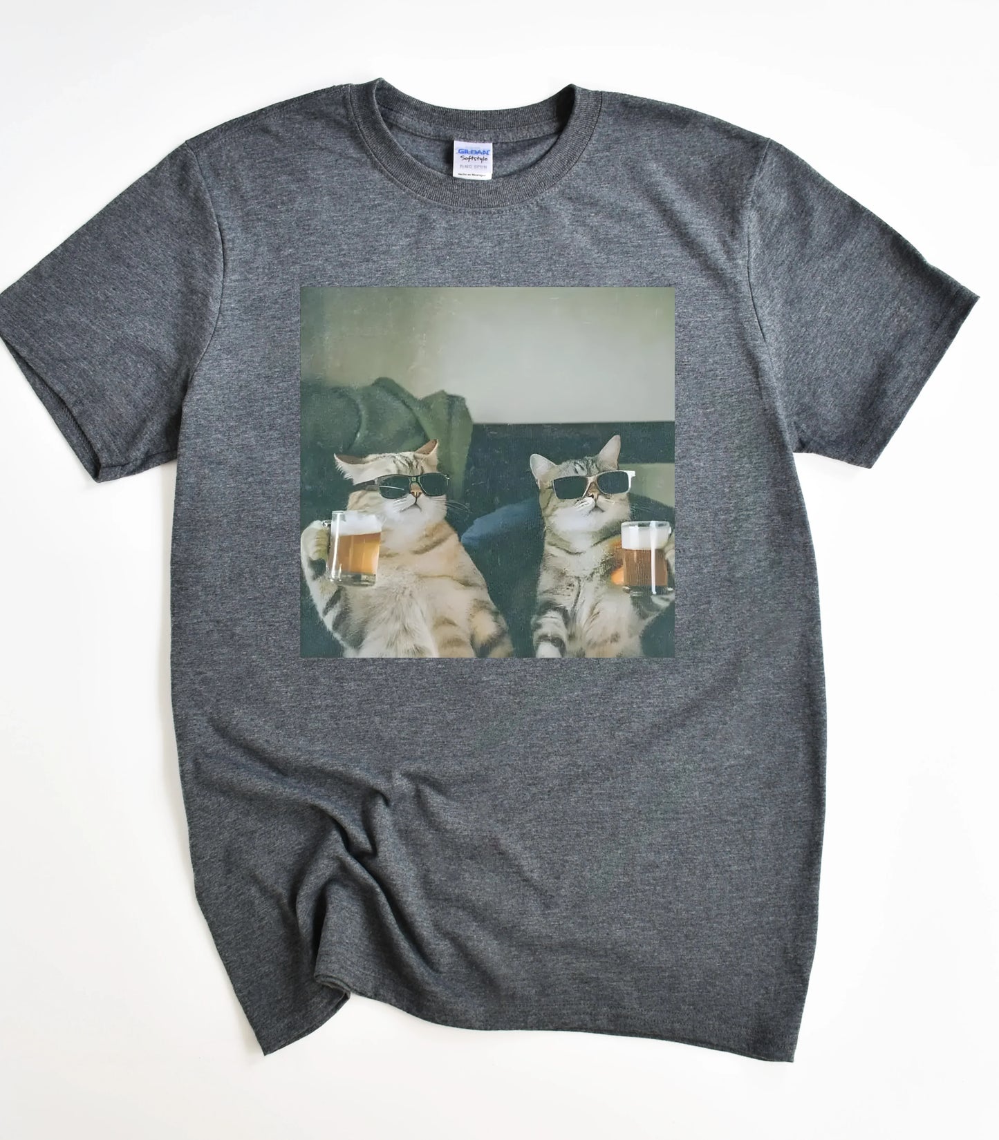 Cool Cat Drinking Beer Funny T-Shirt