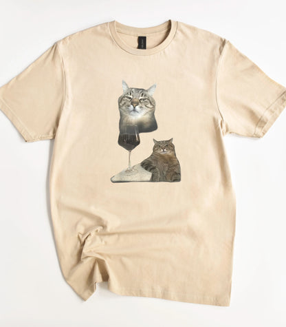 Drinking Wine Cat T-Shirt