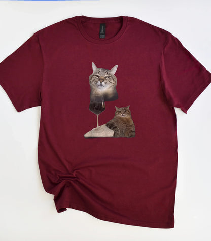 Drinking Wine Cat T-Shirt