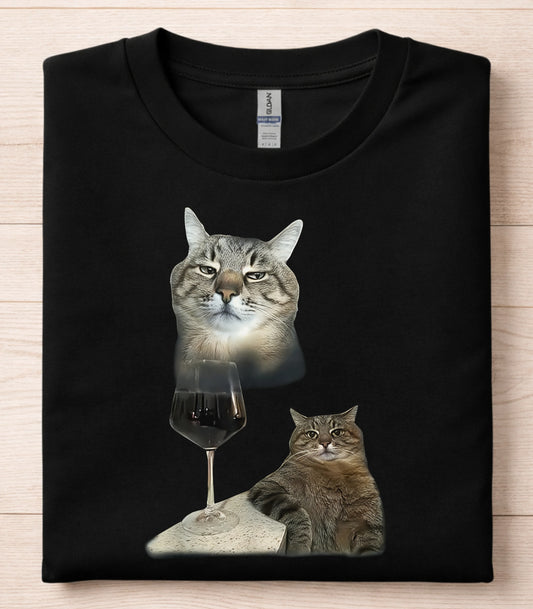 Drinking Wine Cat T-Shirt
