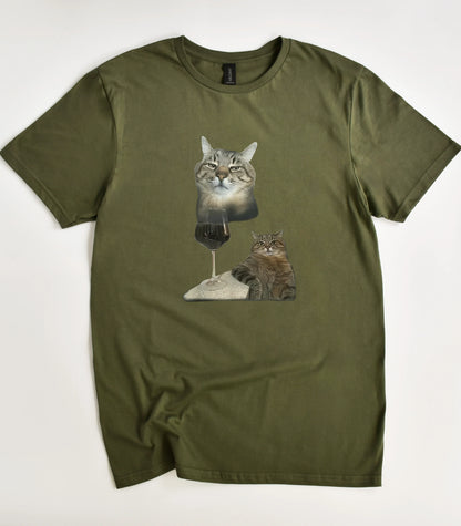 Drinking Wine Cat T-Shirt