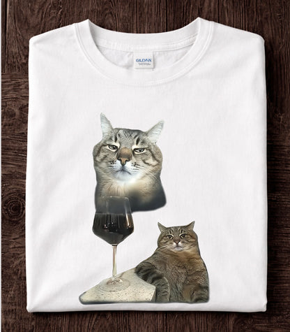 Drinking Wine Cat T-Shirt