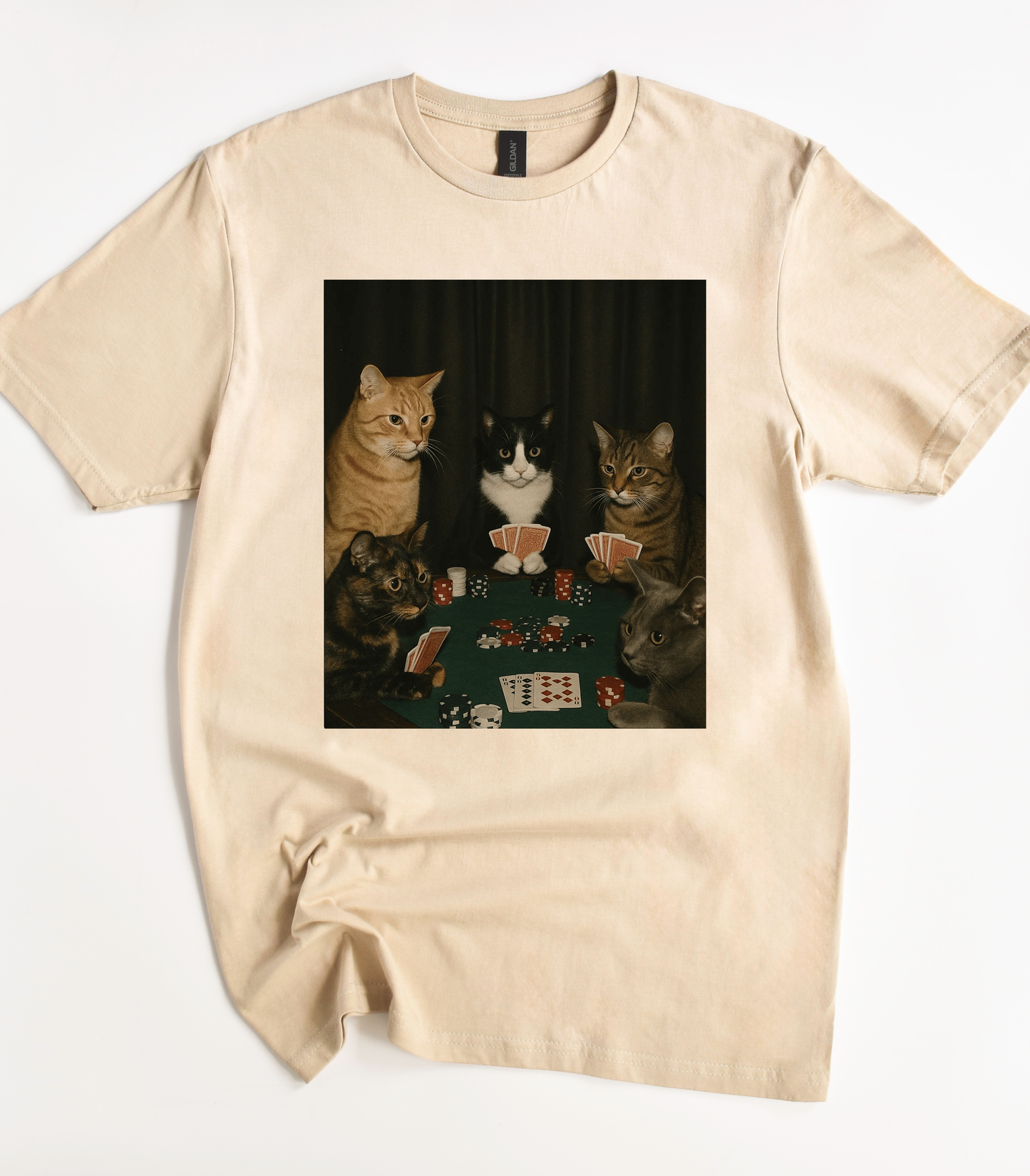 Poker Cats Vintage Graphic T-Shirt