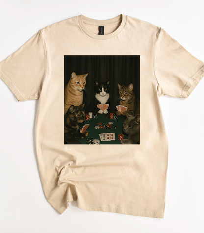 Poker Cats Vintage Graphic T-Shirt