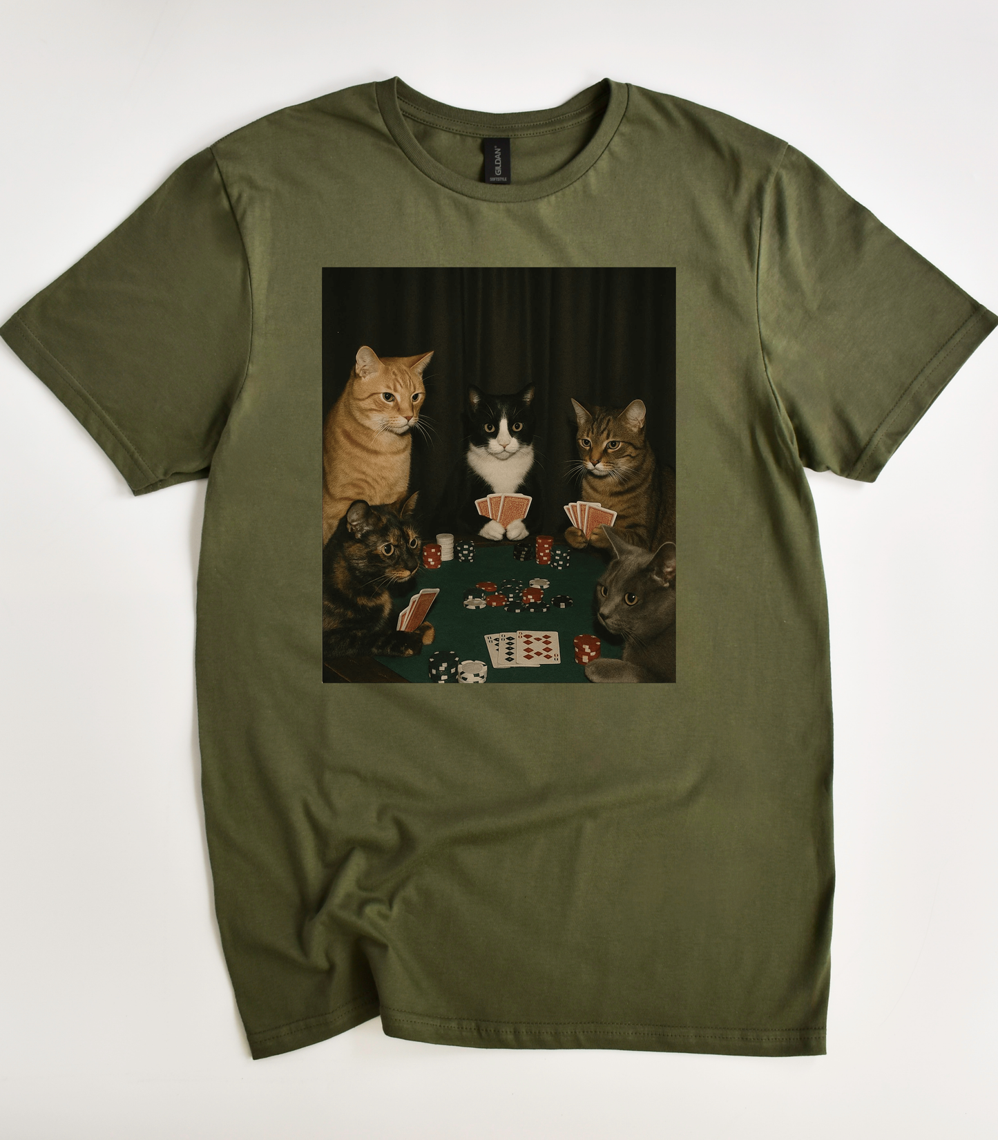Poker Cats Vintage Graphic T-Shirt