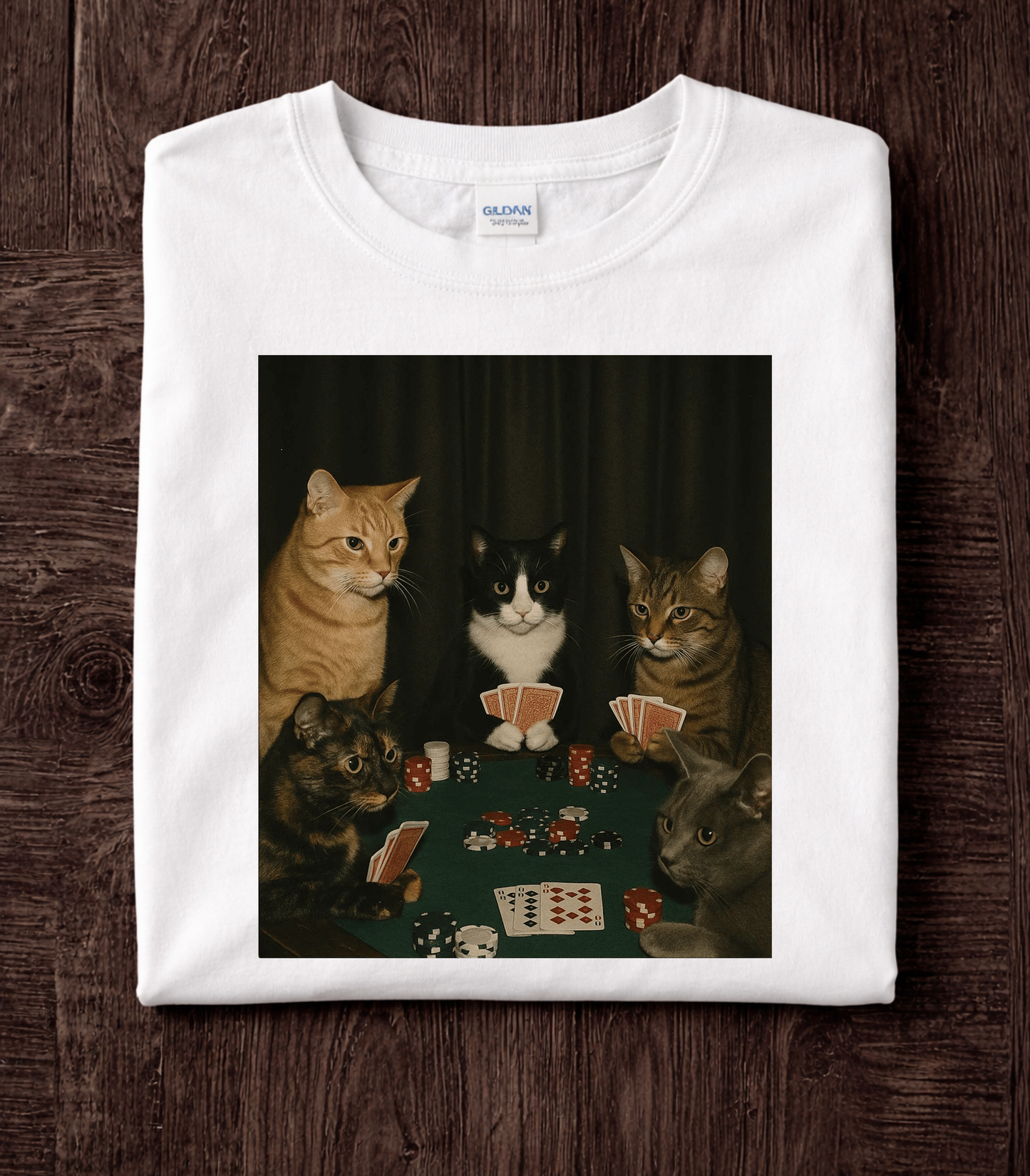Poker Cats Vintage Graphic T-Shirt
