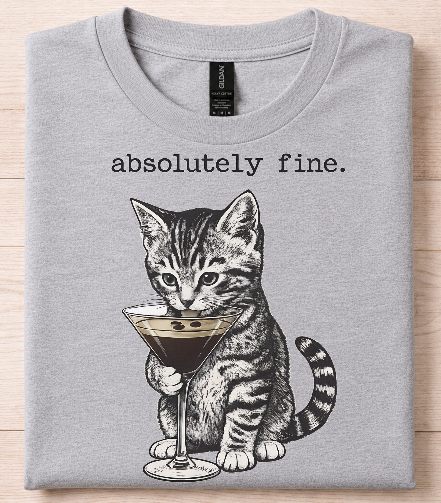 Absolutely Fine Martini Cat T-Shirt
