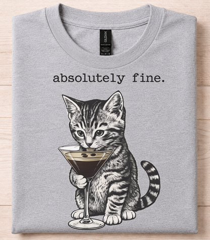 Absolutely Fine Martini Cat T-Shirt