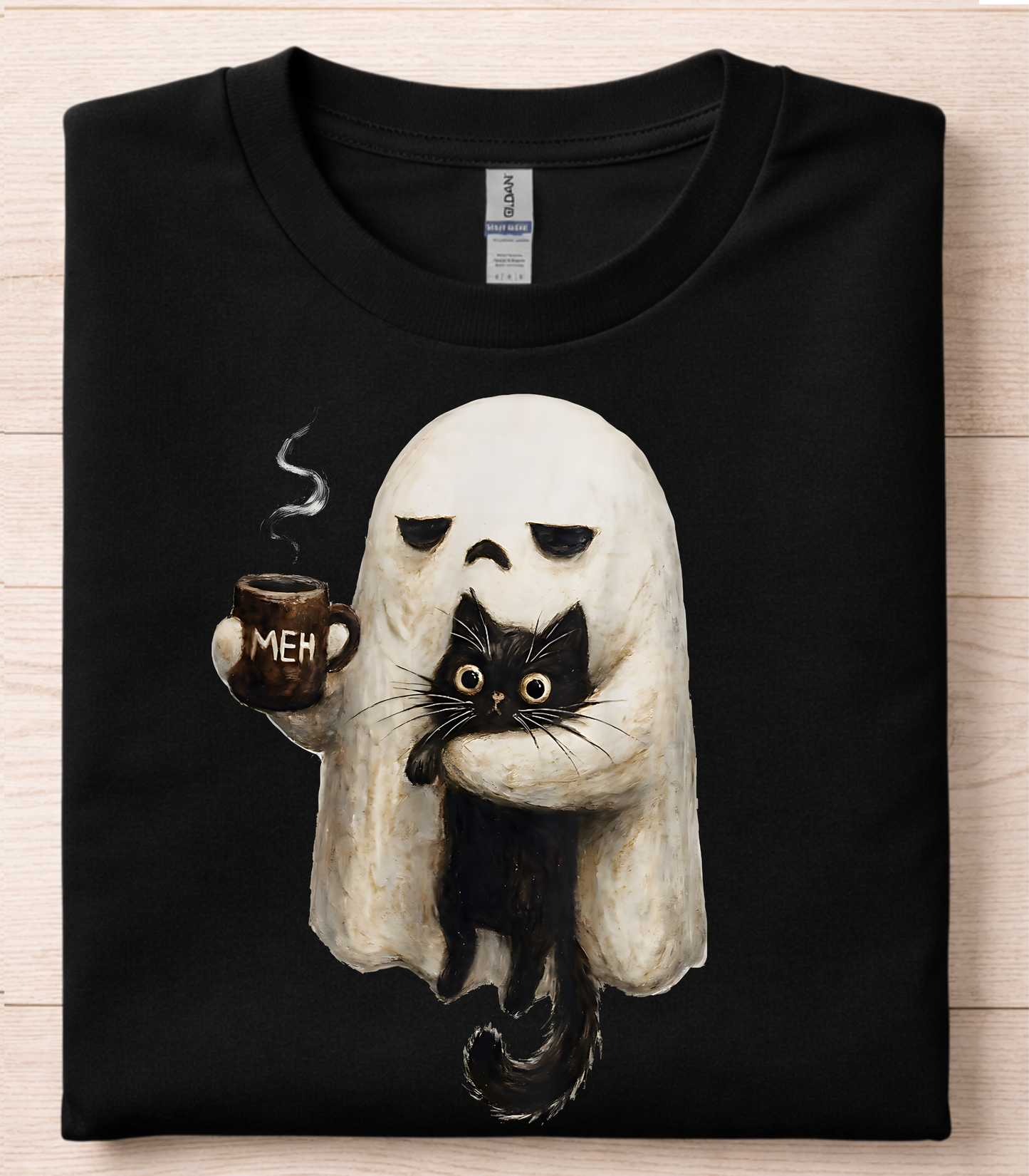 Ghost Cat Spooky Black Cat T-Shirt